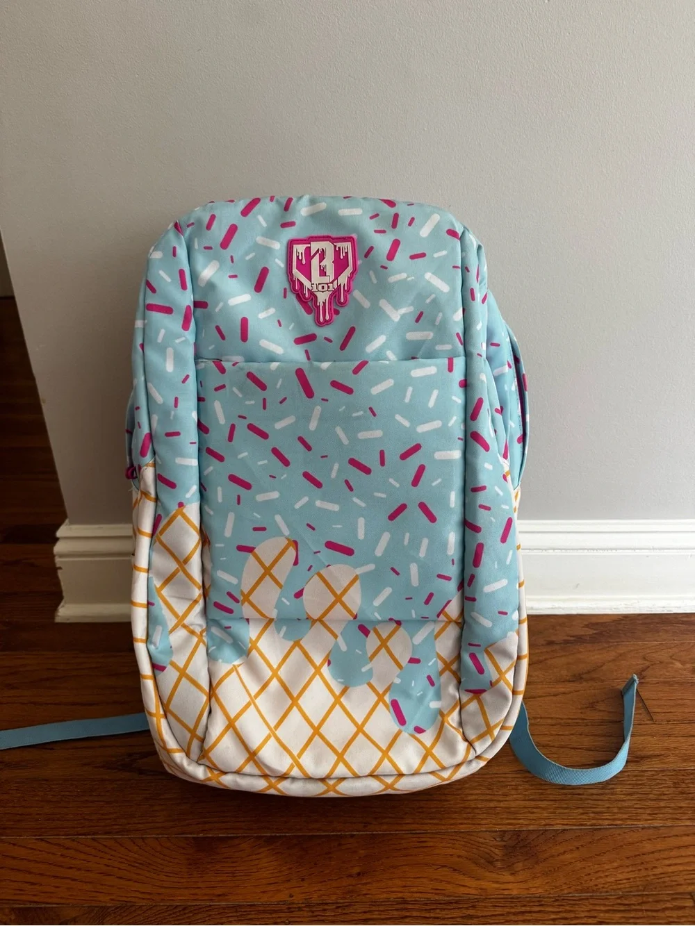Drippy Ice Cream Sprinkles Backpack - Light Blue & Pink
